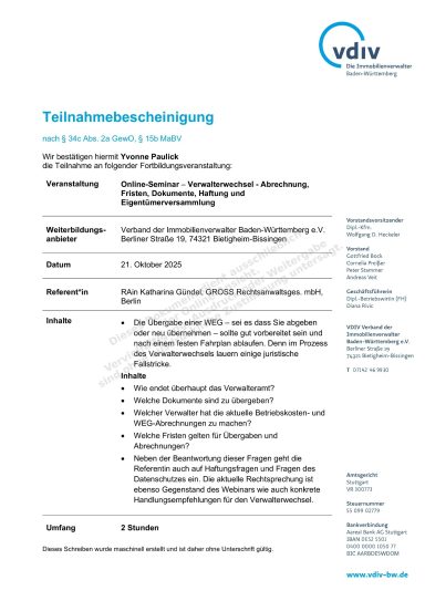 Verwalterwechsel - Abrechnung, Fristen, Haftung